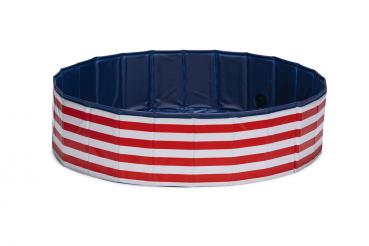 Preview: Hundepool weiß/rot Streifen